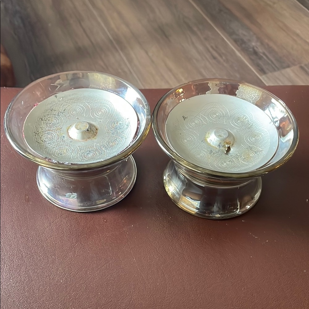 2 Glade Round Glass Candle Holders for Scented Oil Candles